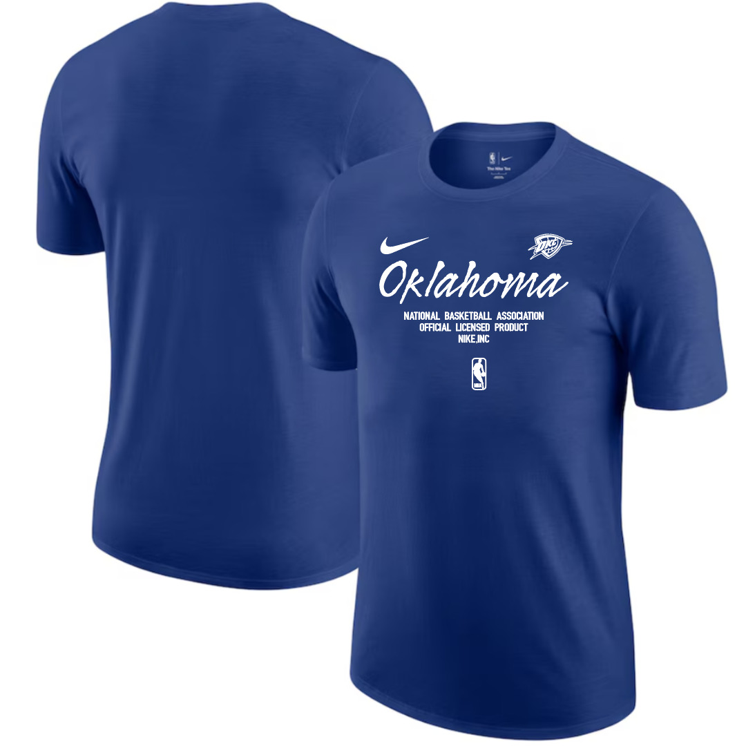 Men 2025 NBA Oklahoma City Thunder Blue Nike T shirts style 3